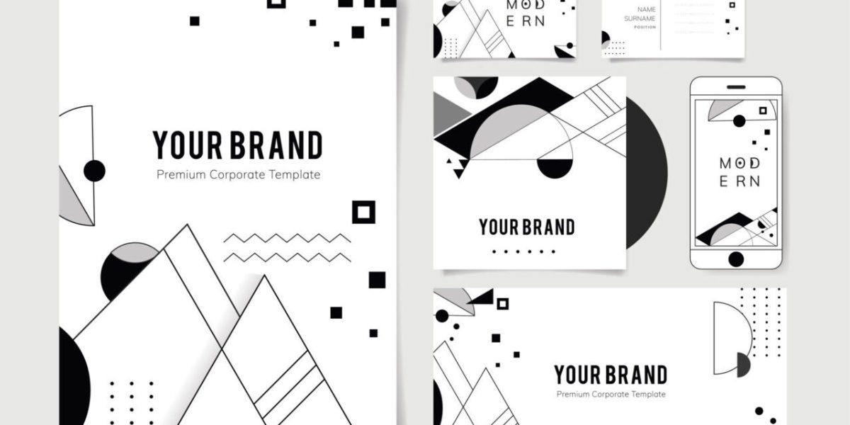 Modern abstract black and white geometric poster templates set